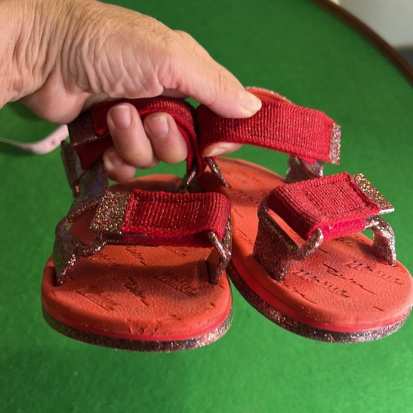 MINI MELISSA & RIDER PAPETE RED-CLEAR GLITTER PINK SANDAL SZ 12 - Picture 2 of 10